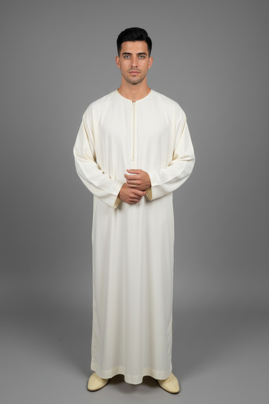 Off-White Ivory Qamis on Model
