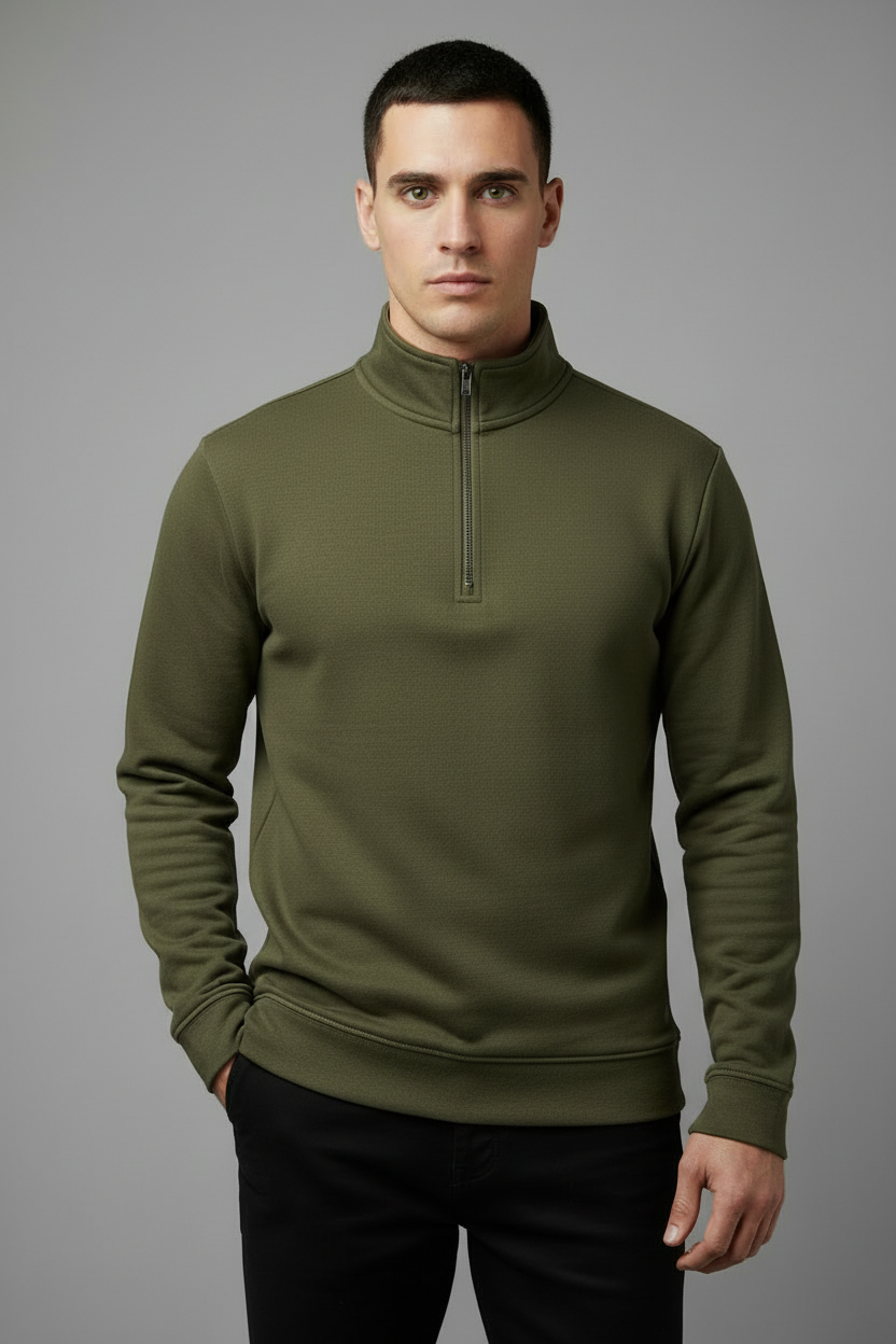 Olive Green Tight Quarter-Zip