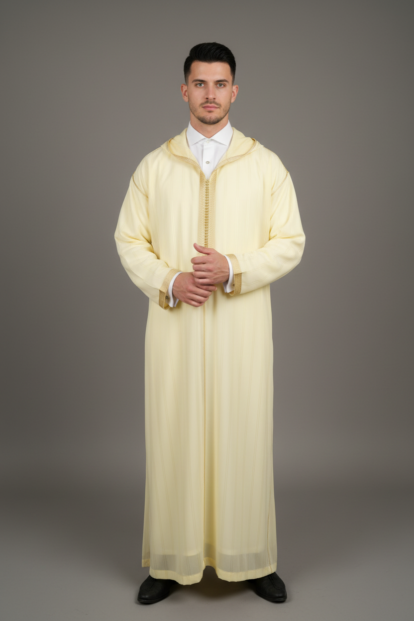 Gold cream Jellaba Soussdi