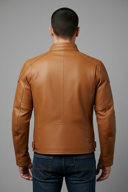 Tan Leather Motorcycle Jacket