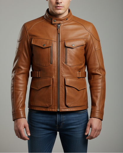 Tan Leather Motorcycle Jacket