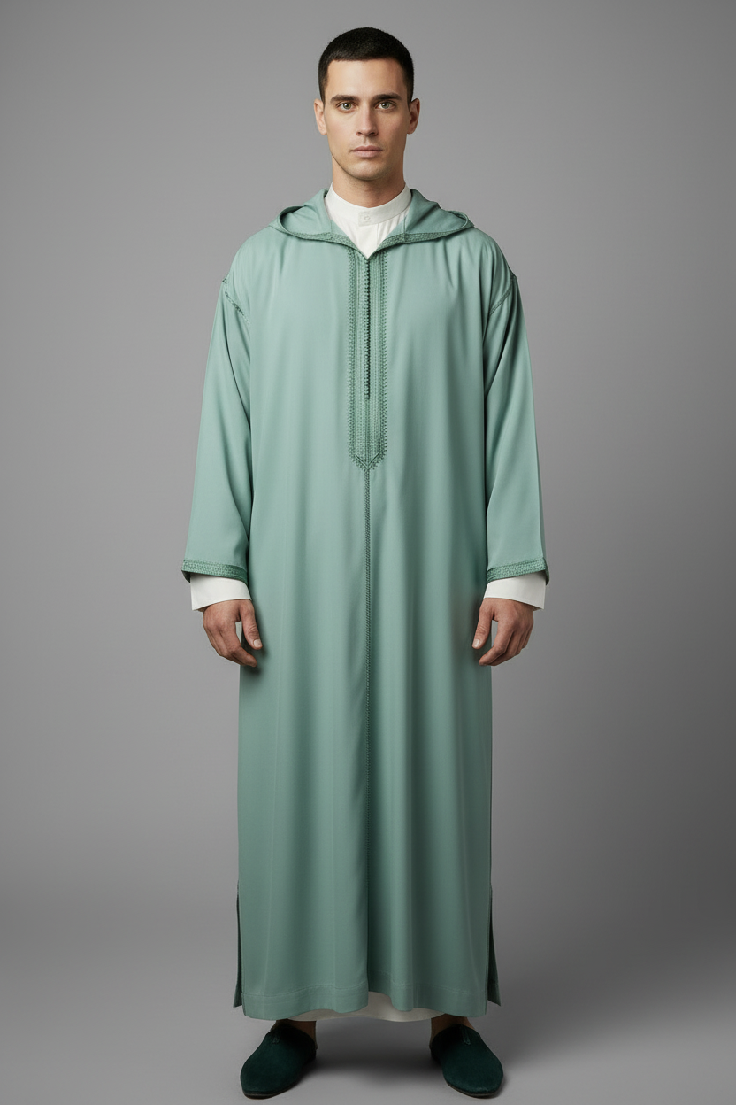 Mint Green Jellaba with Hood