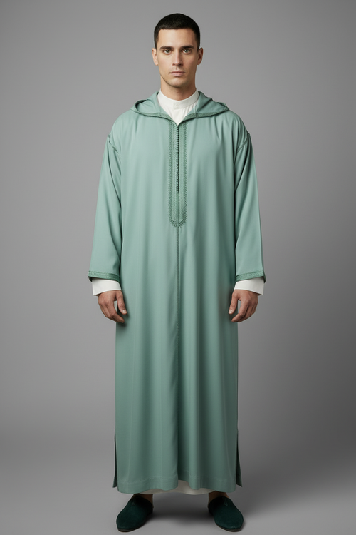 Mint Green Jellaba with Hood