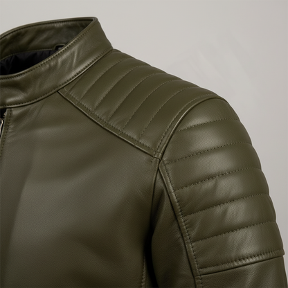Olive green leather jacket