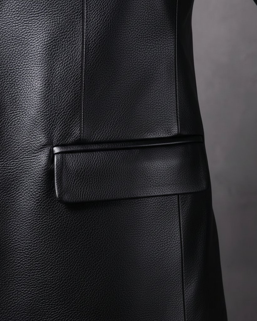 Breasted Vintage Lapel Leather Jacket