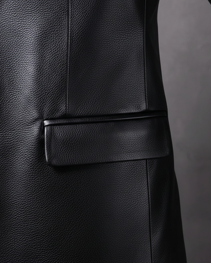 Breasted Vintage Lapel Leather Jacket