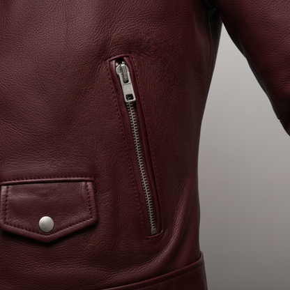 Men's burgundy Leather jacket