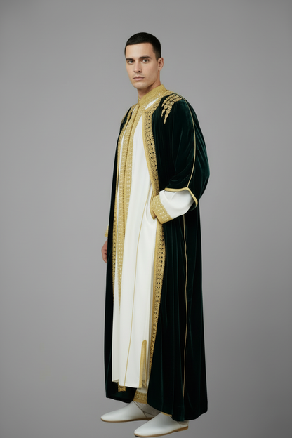 Side view - Green velvet caftan