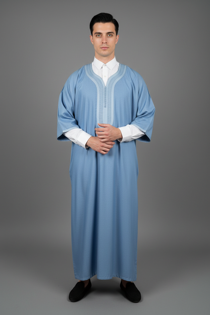 Steel Blue Gandoura on Model