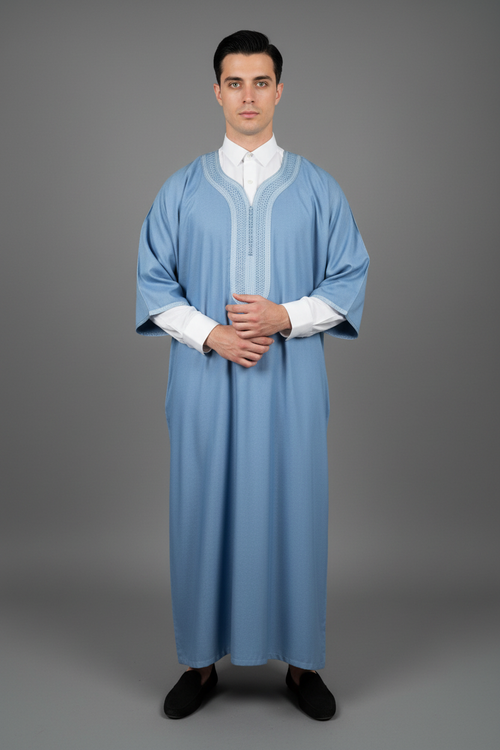 Steel Blue Gandoura on Model