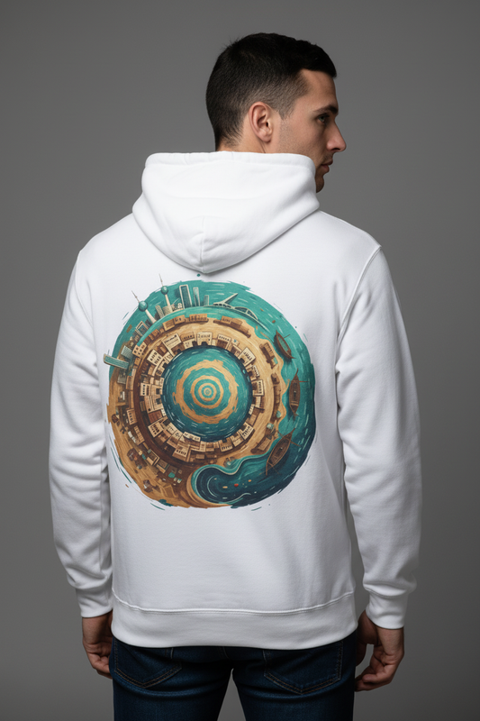 Teal Brown Circular Hoodie