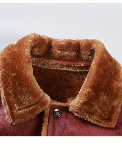 Men's Suede Plush Thickened Jacket