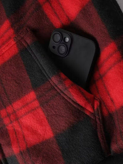 Sherpa Lined Flannel Plaid Hooded Jacket