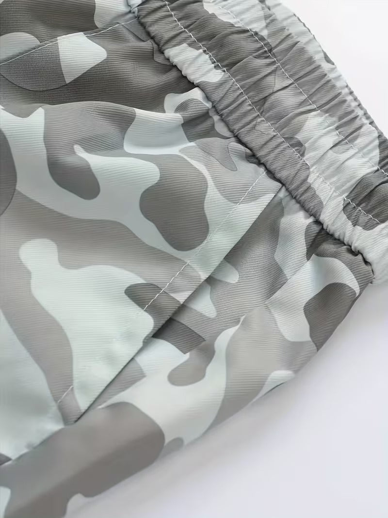 Men's Camo Cargo Pants Loose Fit, Drawstring Waist, Multiple Pockets