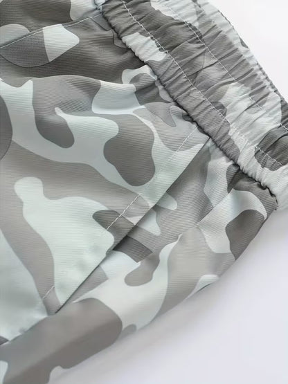 Men's Camo Cargo Pants Loose Fit, Drawstring Waist, Multiple Pockets