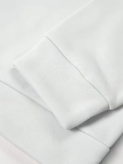 Floral Print Hooded Sweatshirt in White with "Positive" Lettering