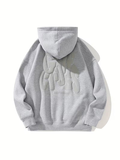 Basic Letter Logo Foam Print Hooded Sweatshirt for Men