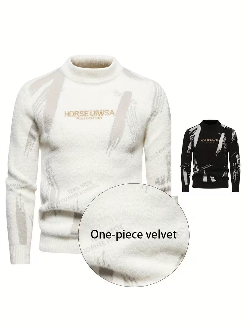 Jacquard High Neck Pullover Sweater