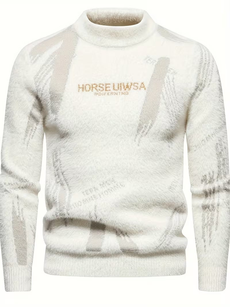 Jacquard High Neck Pullover Sweater