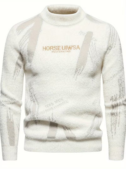 Jacquard High Neck Pullover Sweater