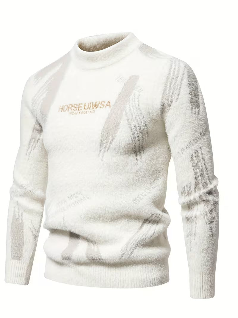 Jacquard High Neck Pullover Sweater
