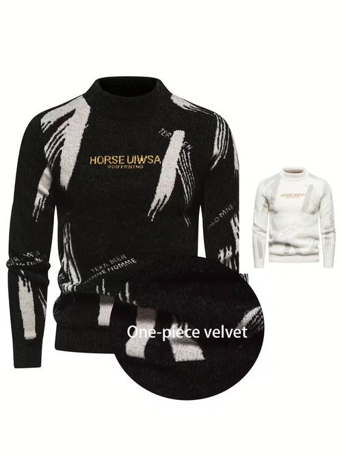 Jacquard High Neck Pullover Sweater