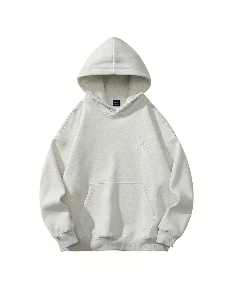 Basic Letter Logo Foam Print Hooded Sweatshirt for Men