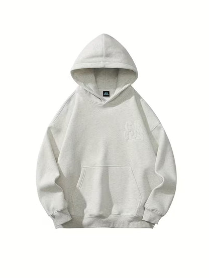 Basic Letter Logo Foam Print Hooded Sweatshirt for Men