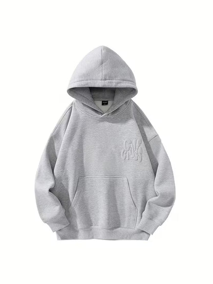 Basic Letter Logo Foam Print Hooded Sweatshirt for Men