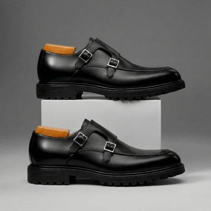 Black Leather Shoes with Buckles