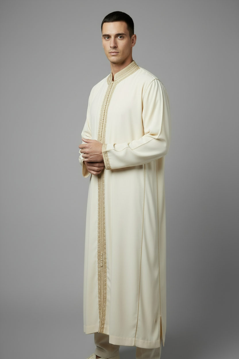 Three-quarter view - Cream caftan