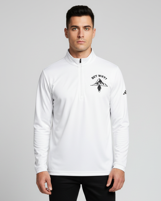White Quarter-Zip Pullover with Model