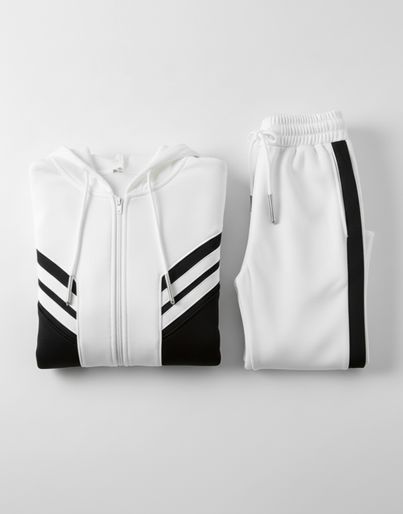 Men’s Black & White Hooded Tracksuit