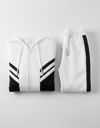 Men’s Black & White Hooded Tracksuit