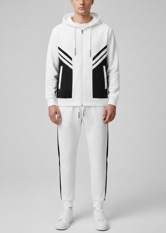 Men’s Black & White Hooded Tracksuit